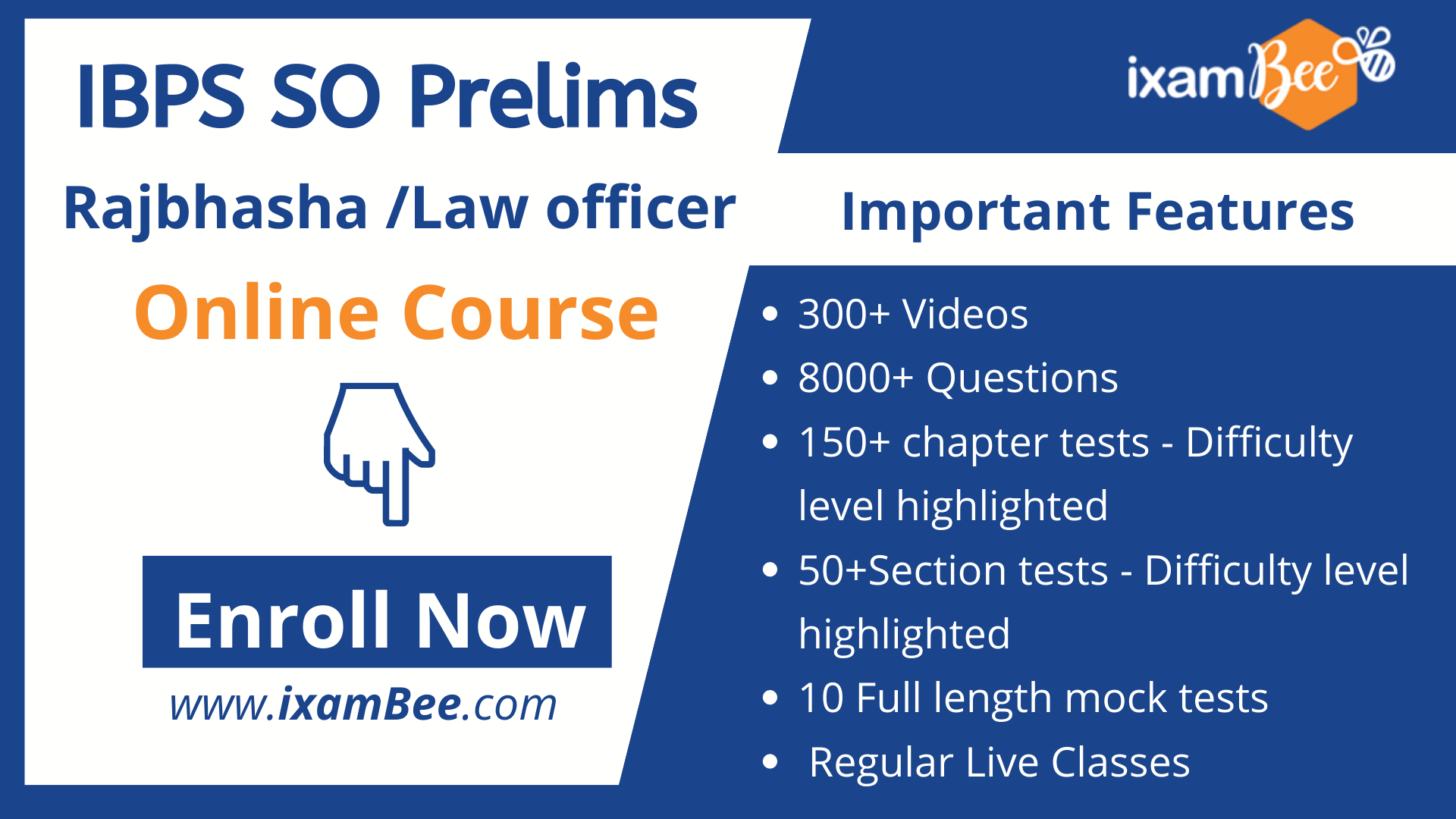 IBPS SO Prelims Online Course (Rajbhasha Adhikari/Law Officer)